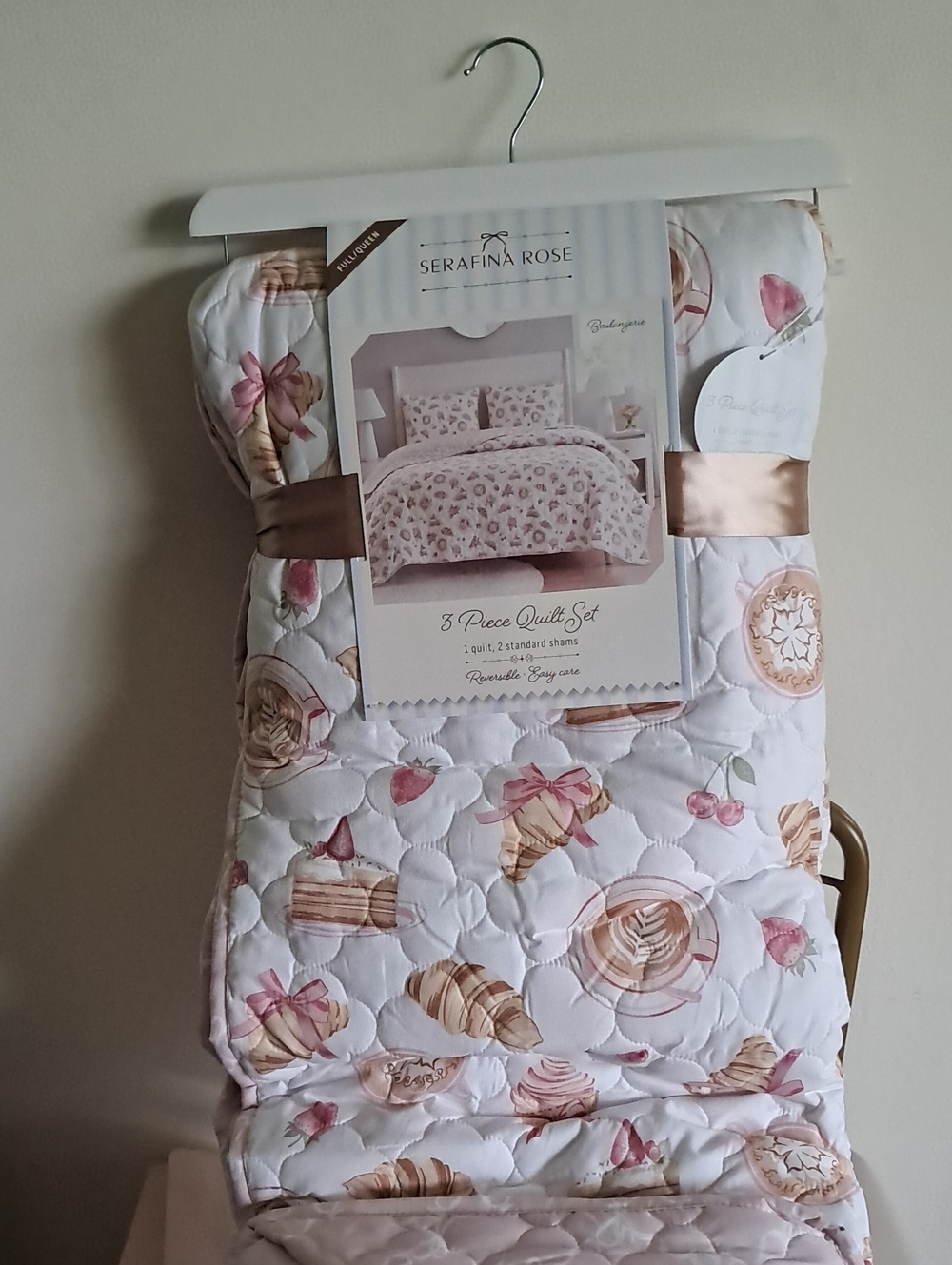 Serafina Rose Pink & Cream Boulangerie 3-Piece Quilt Set